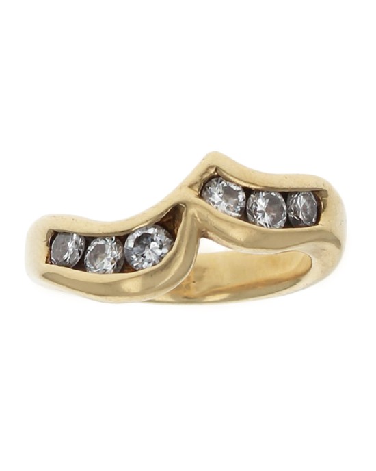 Diamond Contemporary Curved Ring in Gold